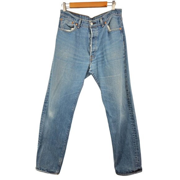Levis 501 Original Fit‎ Mens Jeans W36 L36 Button Fly Denim Blue - Picture 1 of 5